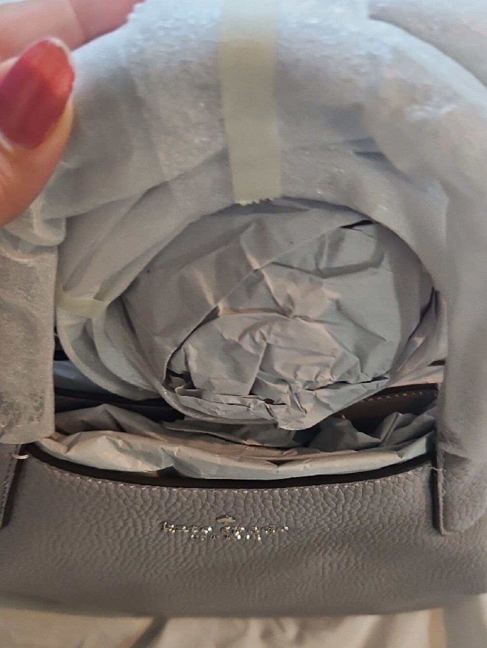 kate spade Pebbled Leather DUMPLING Satchel in GREY - Picture 7 of 8
